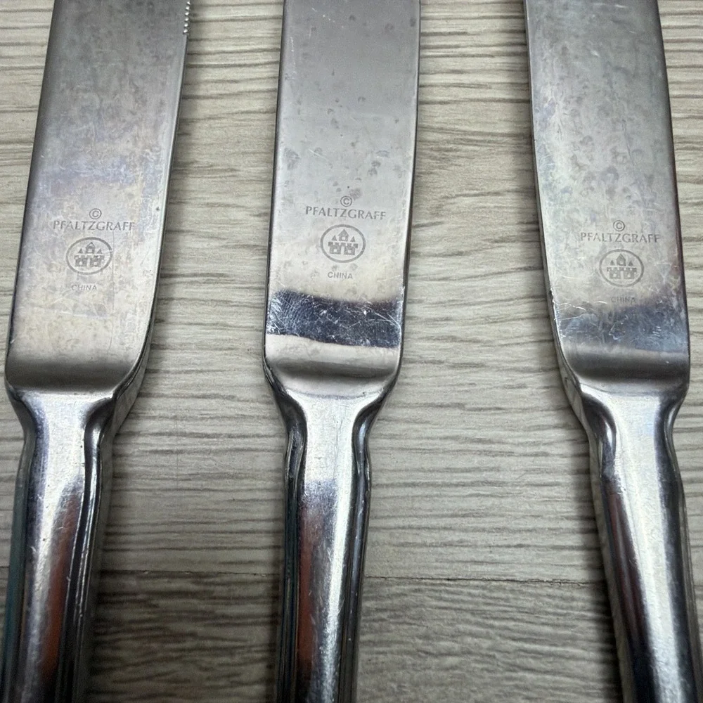 Pfaltzgraff Briarwood Stainless Steel Flatware Knife Set Of 6  Glossy Finish